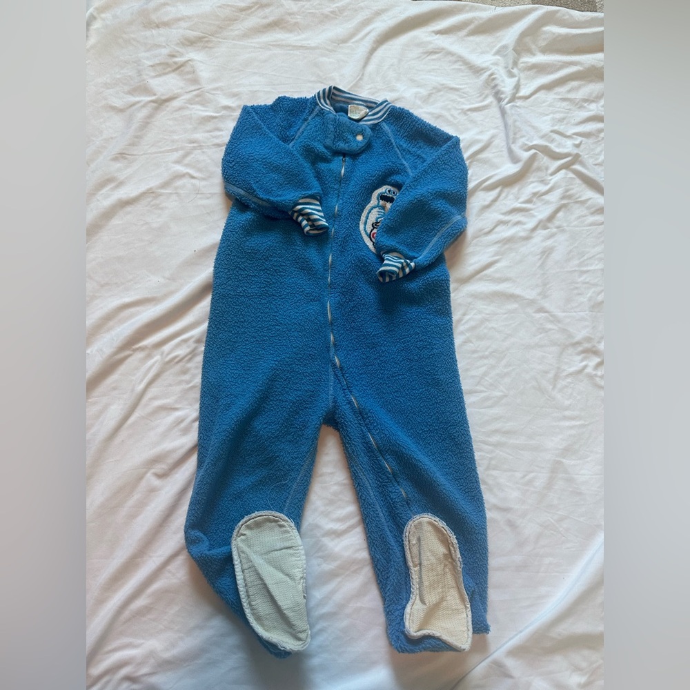 Vintage Cozy Blue Fleece Kids One-Piece Sleep Suit